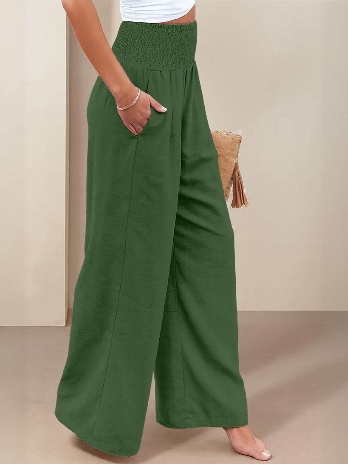 Women's Smocked Wide Leg Pants | Bianca