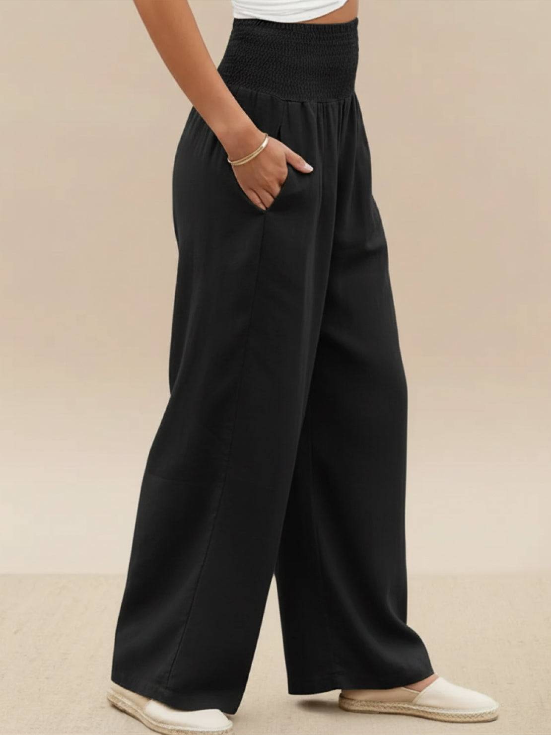 Women's Smocked Wide Leg Pants | Bianca