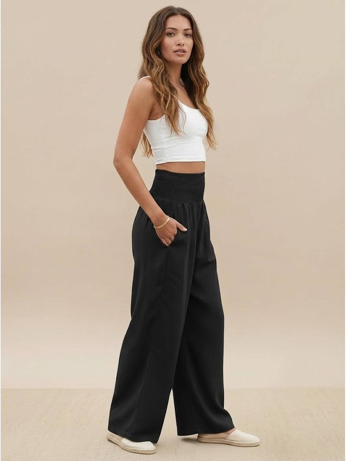 Women's Smocked Wide Leg Pants | Bianca