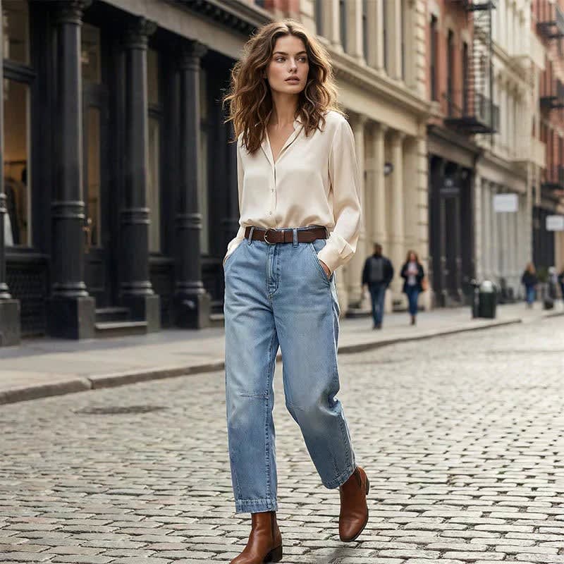 Women's High Waist Cropped Jeans | Tracey_9