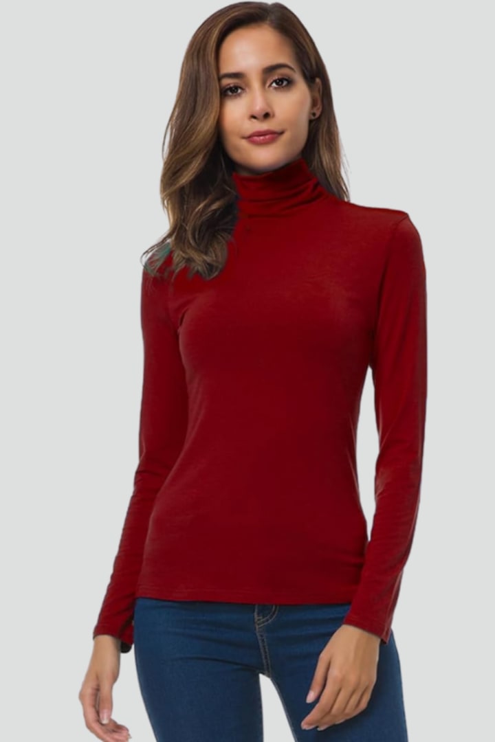Women's Long Sleeve Roll Neck Jumper | Lowenna_2