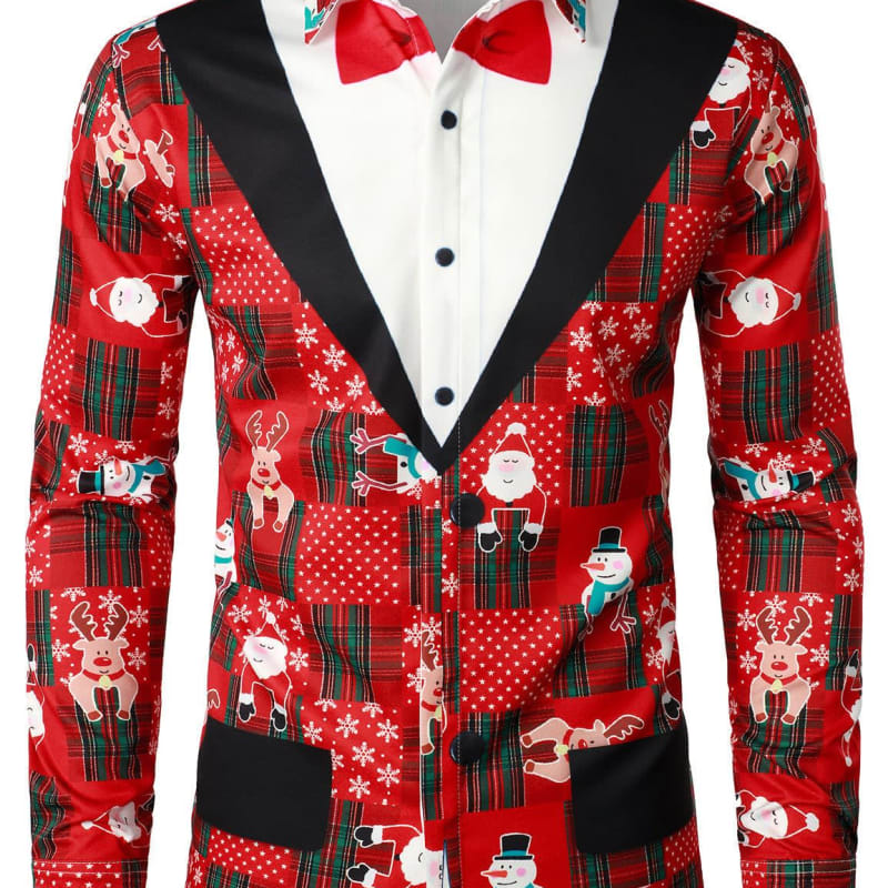 Men's Tuxedo Print Ugly Christmas Shirt | Harvey_1
