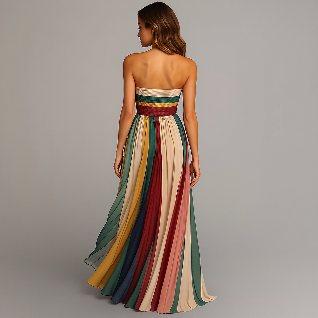Women's Strapless Pleated Maxi Dress | Celeste