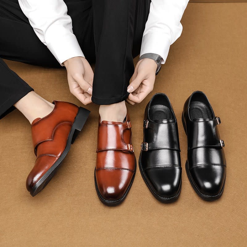 Men's Double Monk Strap Leather Shoes | Silas_8