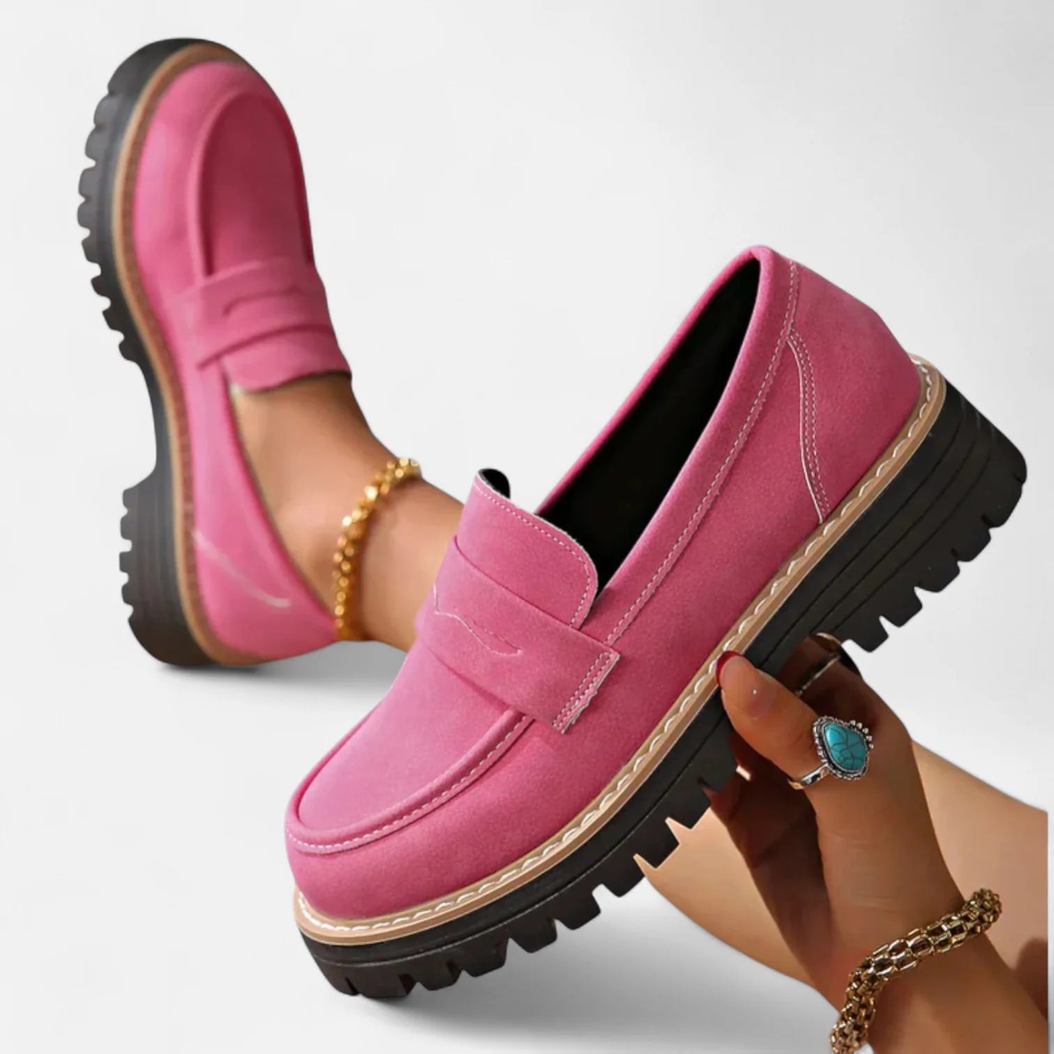 Women's Chunky Sole Penny Loafers | Thomasin_3