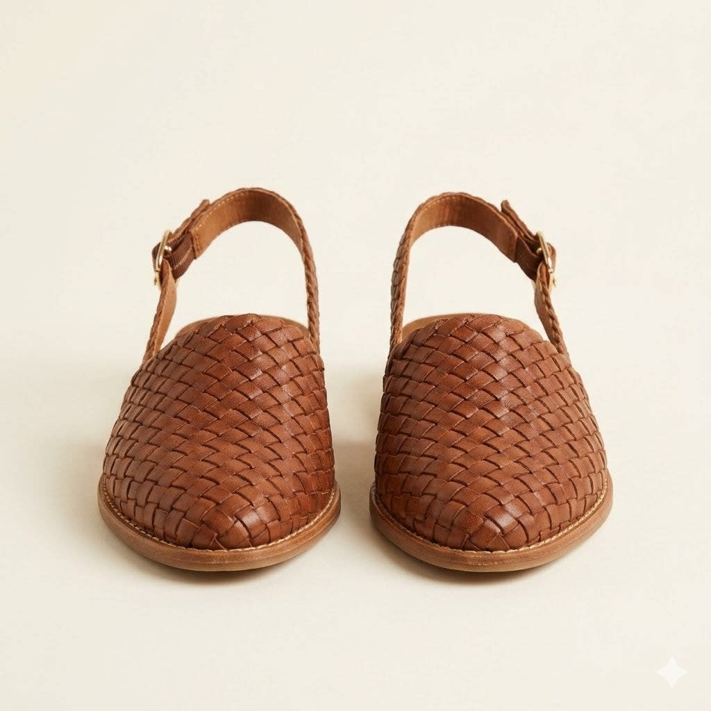 Women's Woven Faux Leather Flats | Tansy_2