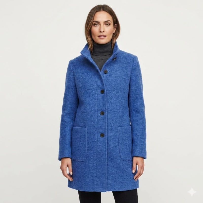 Women's Wool Blend Funnel Neck Coat | Wren_1