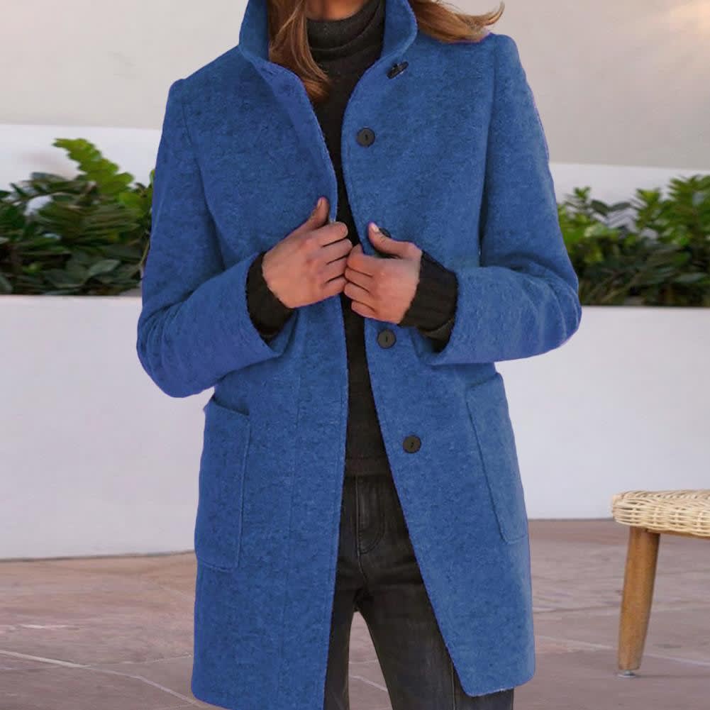Women's Wool Blend Funnel Neck Coat | Wren_2