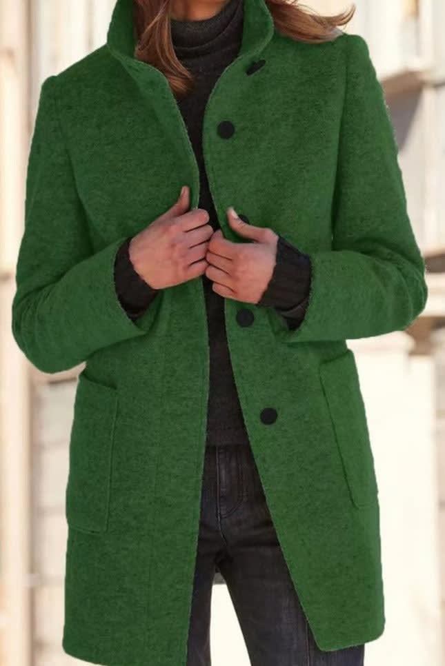 Women's Wool Blend Funnel Neck Coat | Wren_3