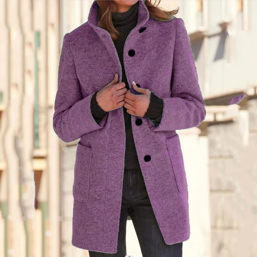 Women's Wool Blend Funnel Neck Coat | Wren_4