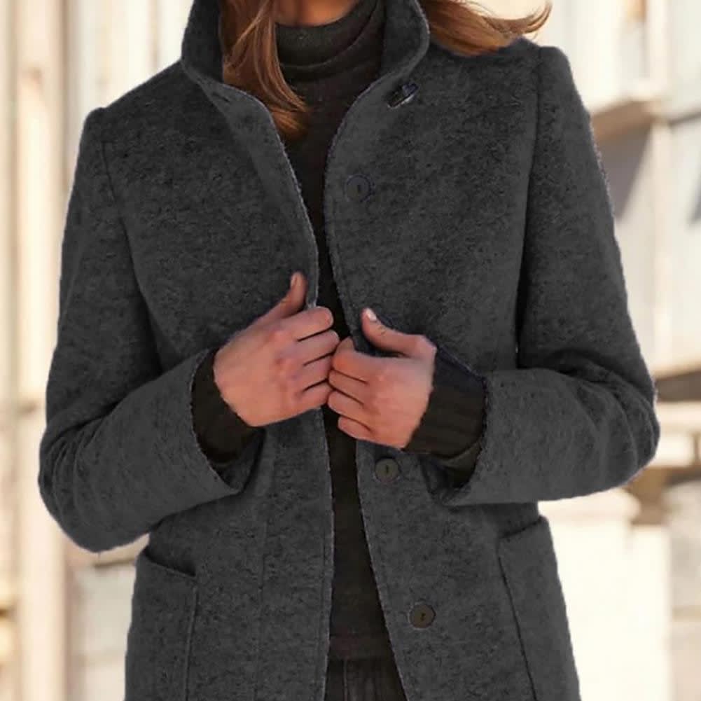 Women's Wool Blend Funnel Neck Coat | Wren_5