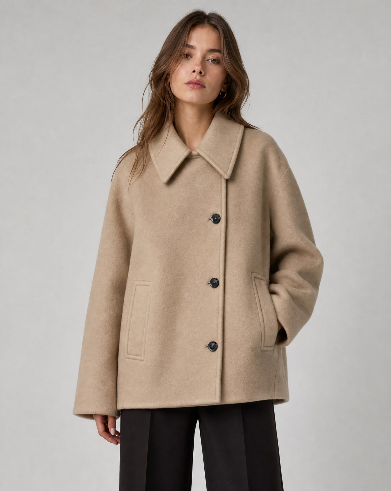 Women's Wool Blend Oversized Coat | Efa_4