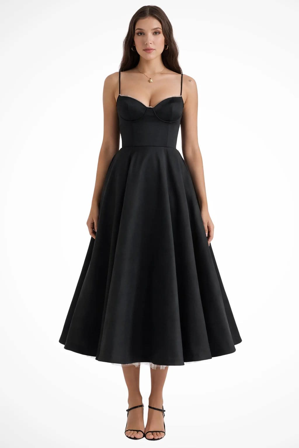 Women's Corset Wedding Guest Midi Dress with Cami Straps | Vanessa Powell_6