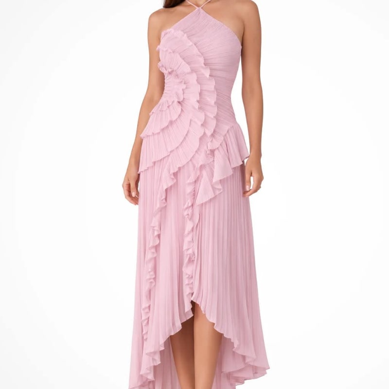 Women's Pleated Halter Neck Wedding Guest Maxi Dress | Stephanie Murphy_1