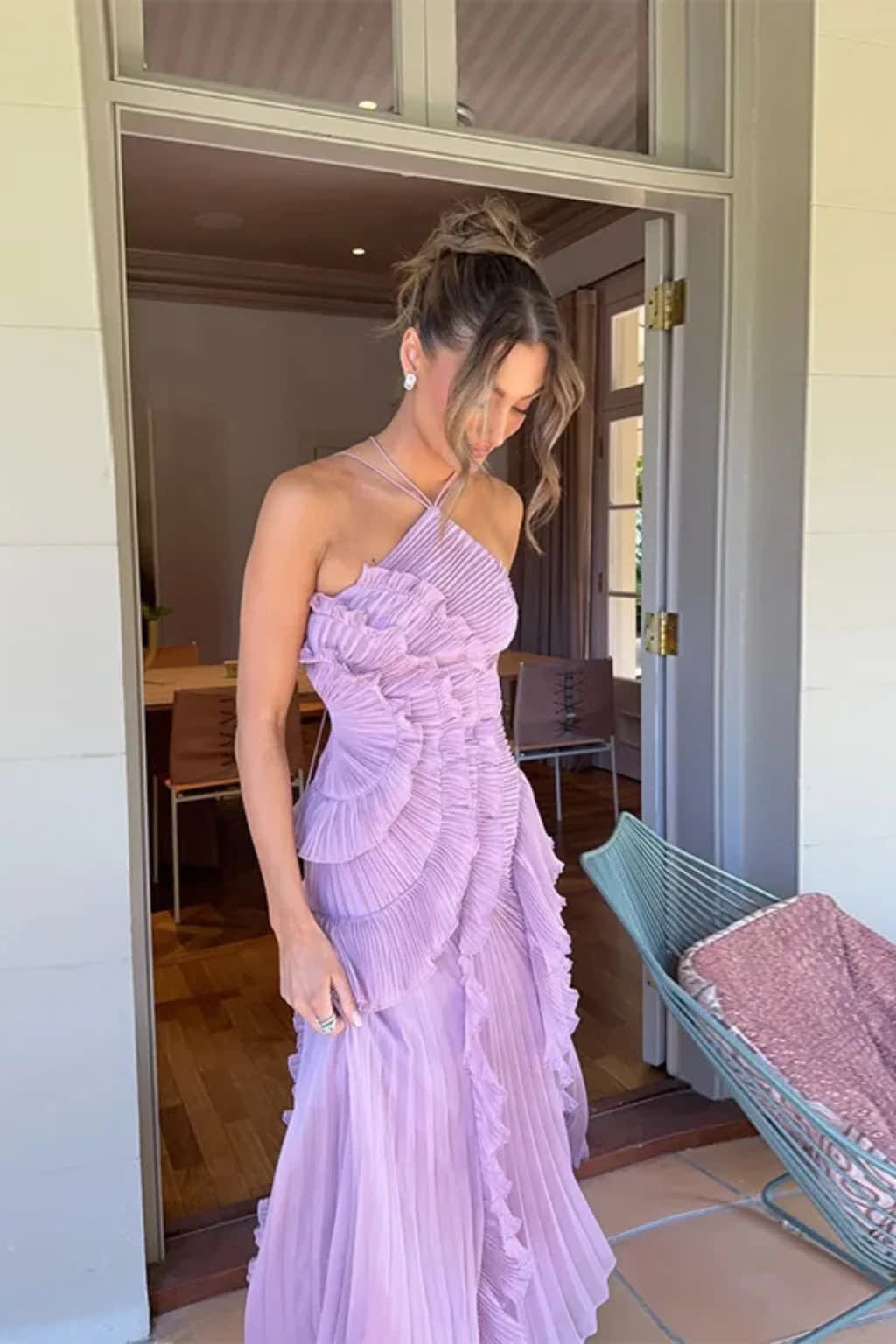 Women's Pleated Halter Neck Wedding Guest Maxi Dress | Stephanie Murphy_8