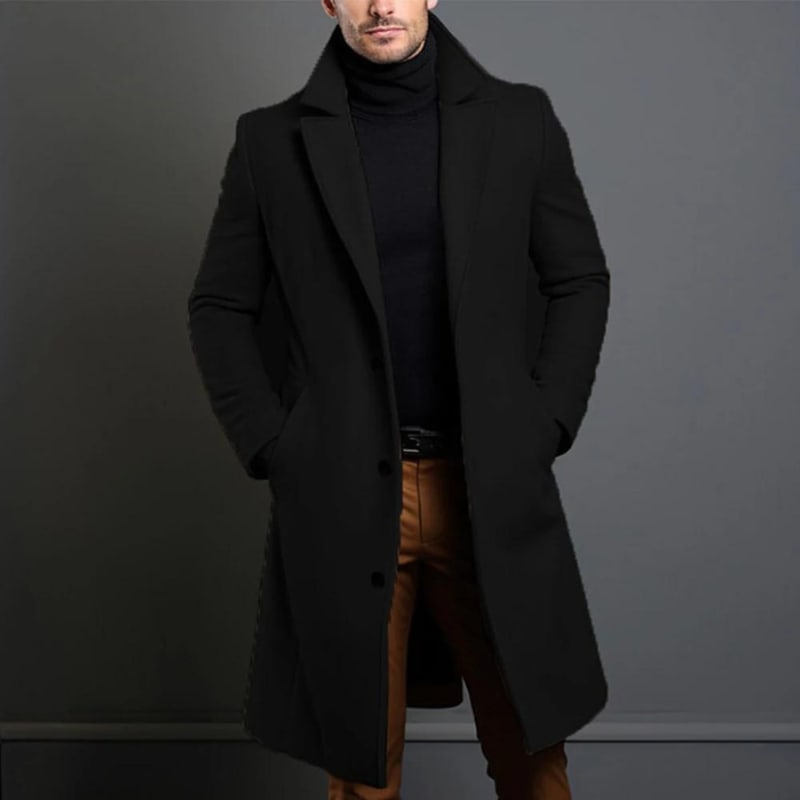 Men's Longline Single Breasted Overcoat | Rupert_3