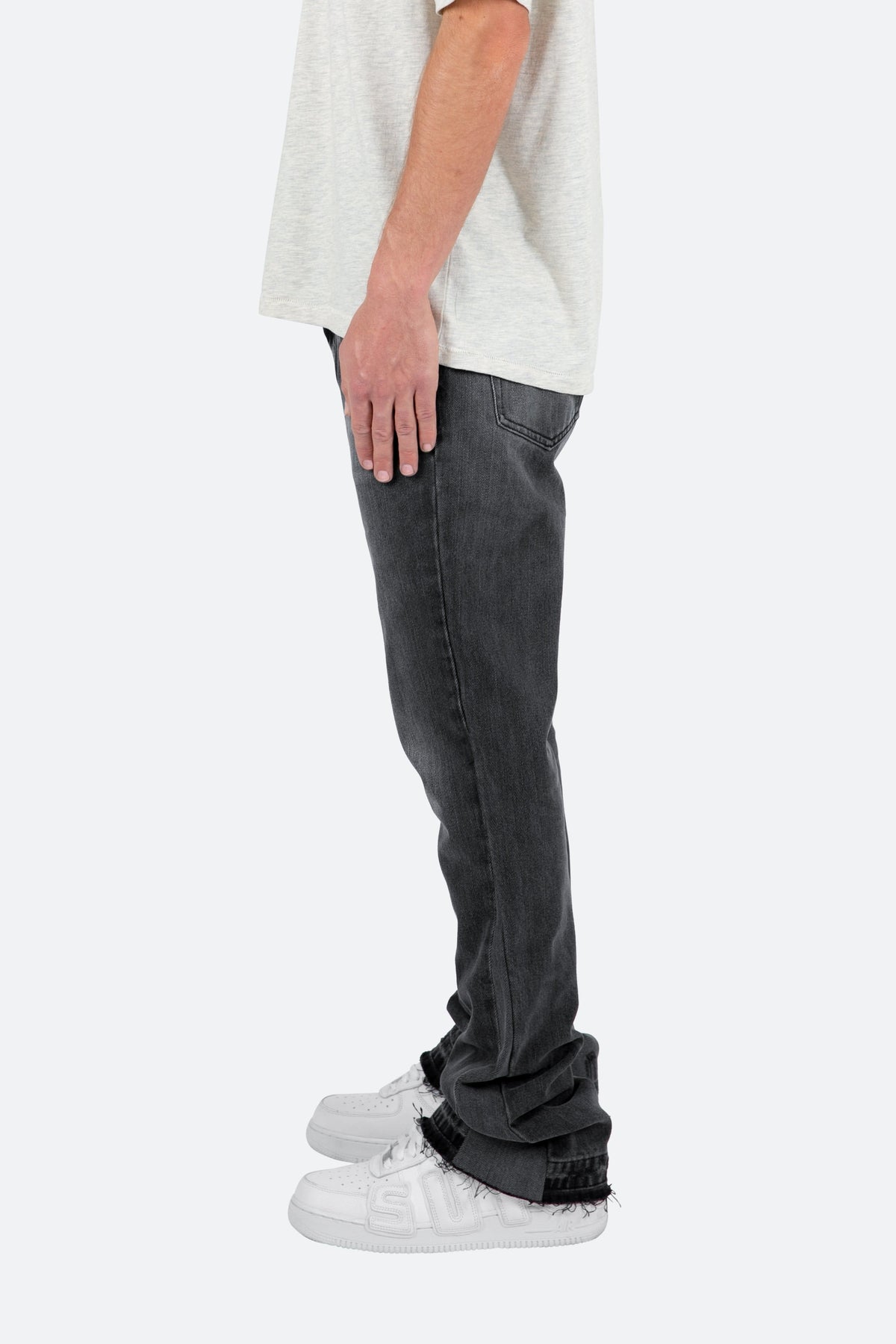 Men's Faded Black Flared Jeans | Sebastian_5