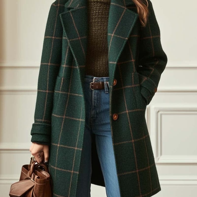 Women's Wool Blend Check Coat | Poppy_1