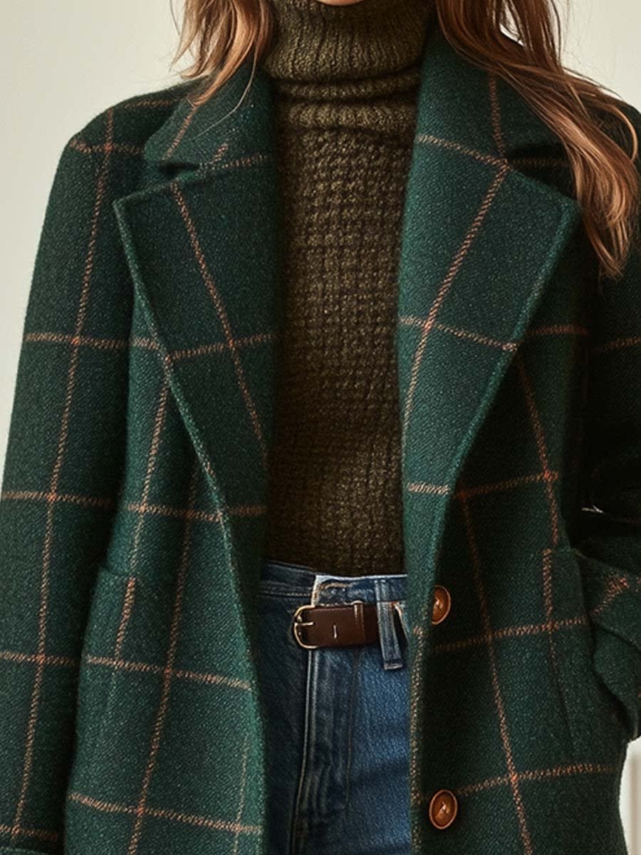Women's Wool Blend Check Coat | Poppy_2