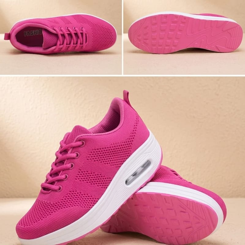 Women's Mesh Rocker Sole Orthopedic Trainers | Coral_1
