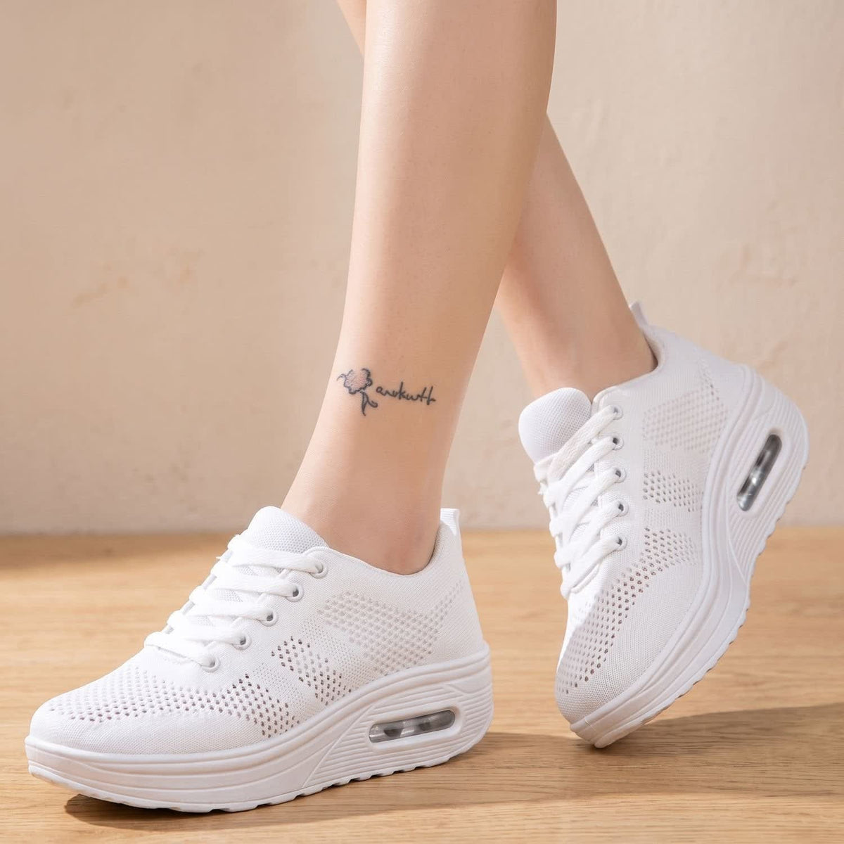 Women's Mesh Rocker Sole Orthopedic Trainers | Coral_9