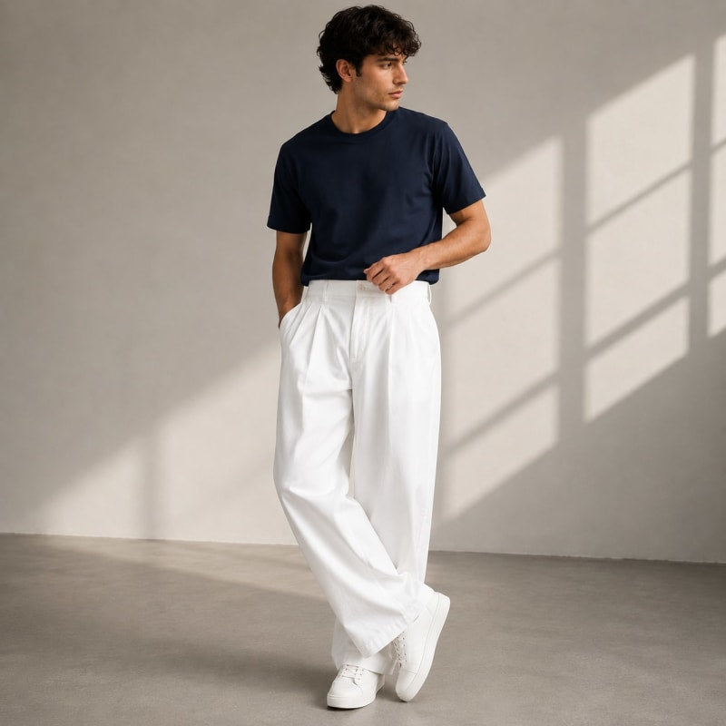Men's Pleated Wide Leg Trousers | Wallace_1