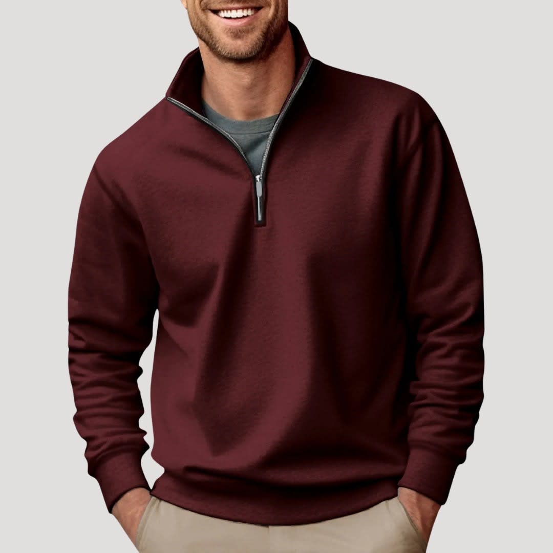 Men's Cotton Blend Quarter Zip Jumper | Bear_8