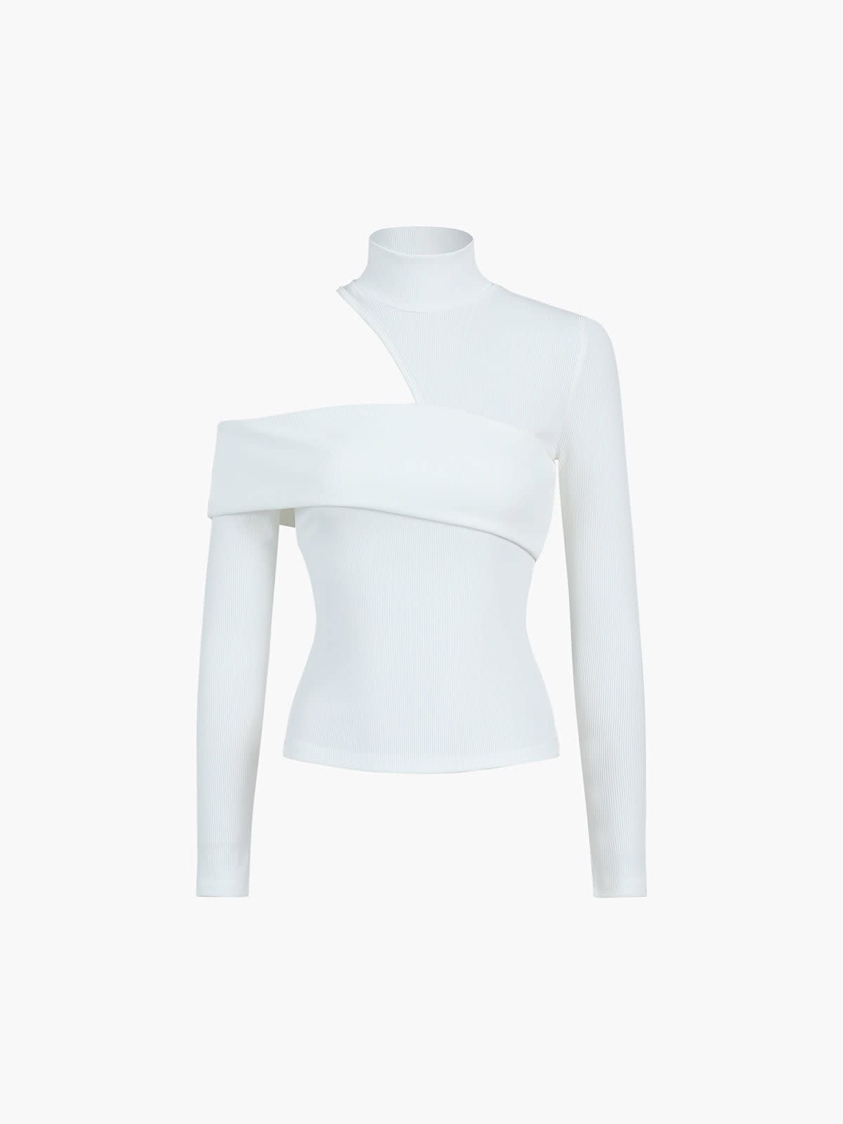Women's Ribbed High Neck Knit Top | Ysella_3