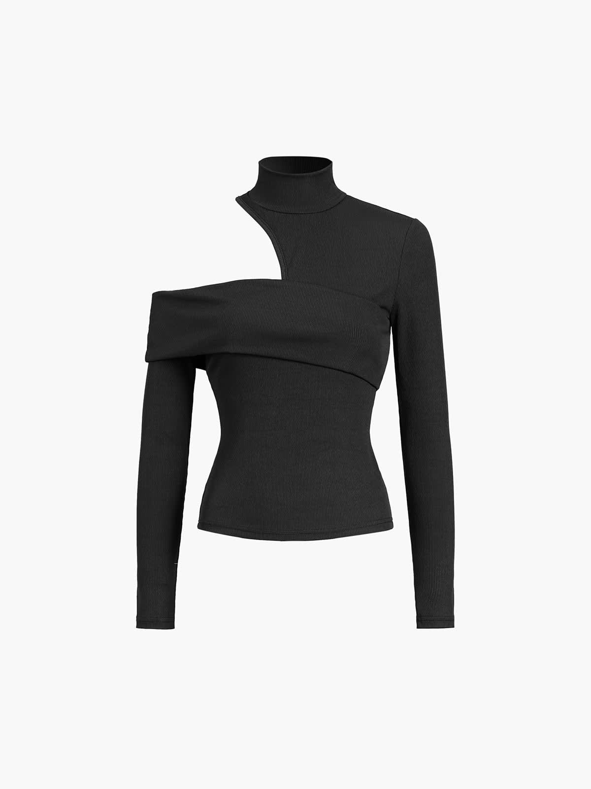 Women's Ribbed High Neck Knit Top | Ysella_5