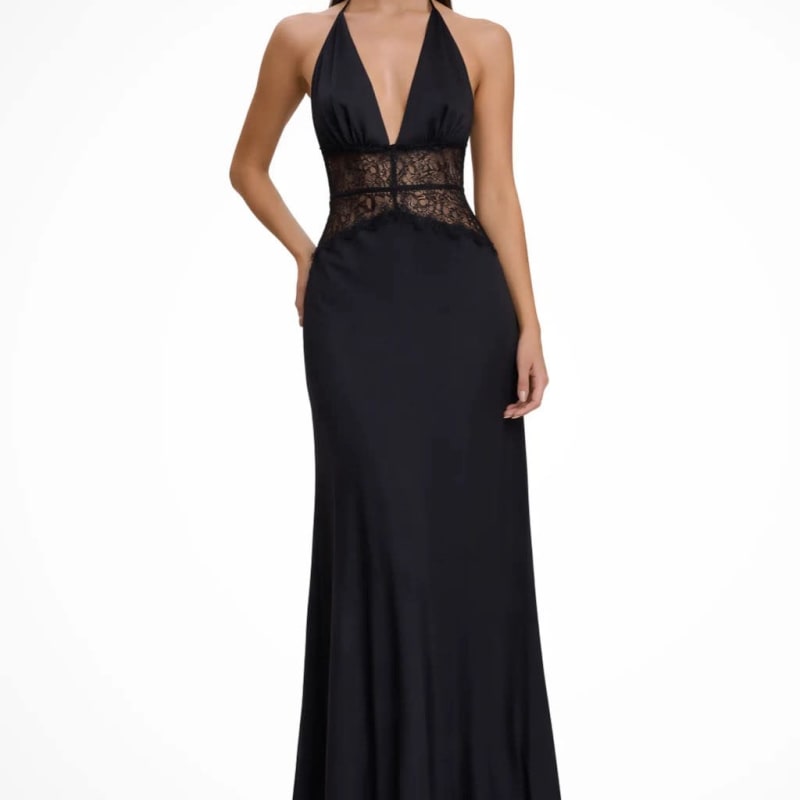Women's Halter Neck Wedding Guest Maxi Dress with Plunge Neckline | Paige Turner_1