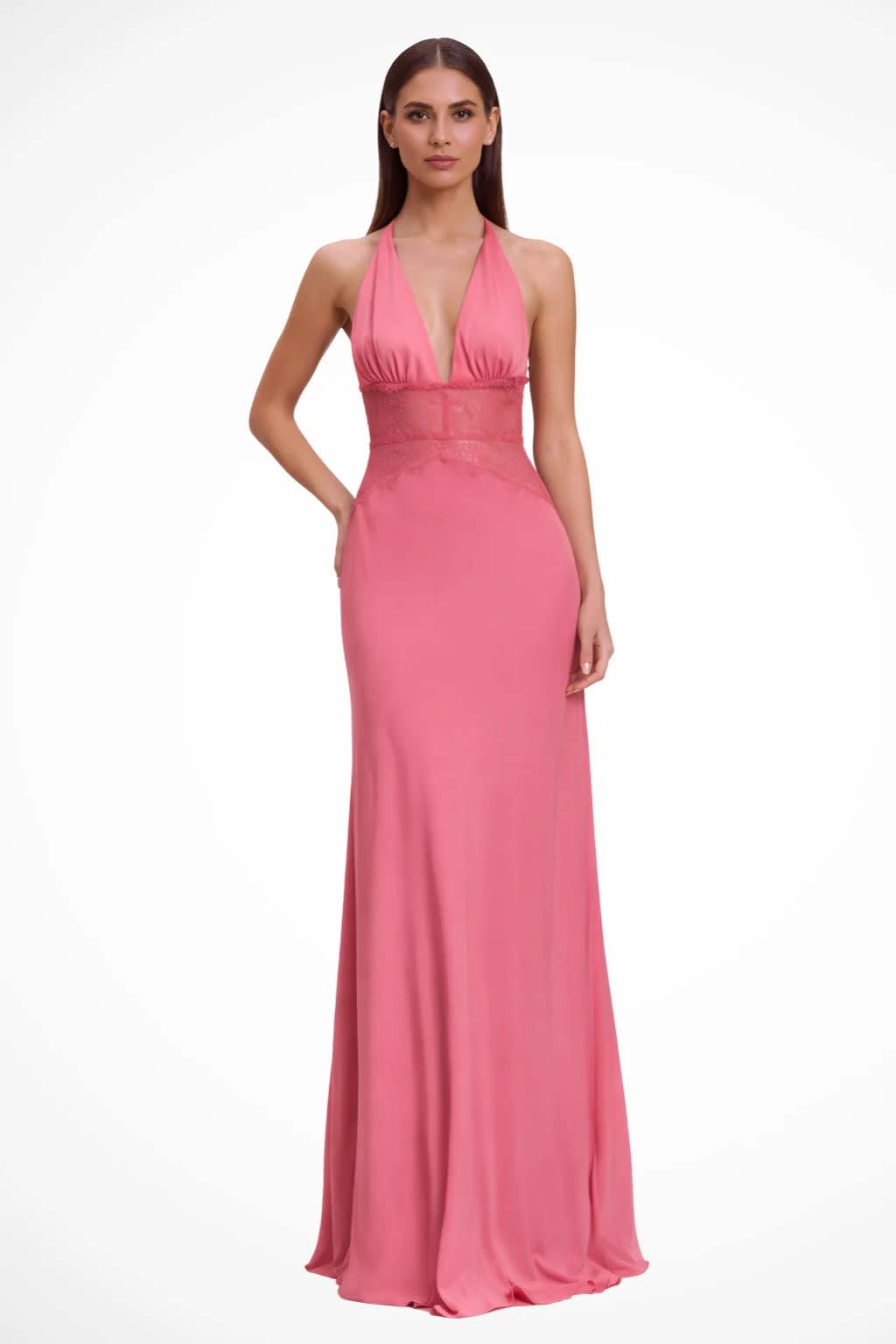 Women's Halter Neck Wedding Guest Maxi Dress with Plunge Neckline | Paige Turner_5