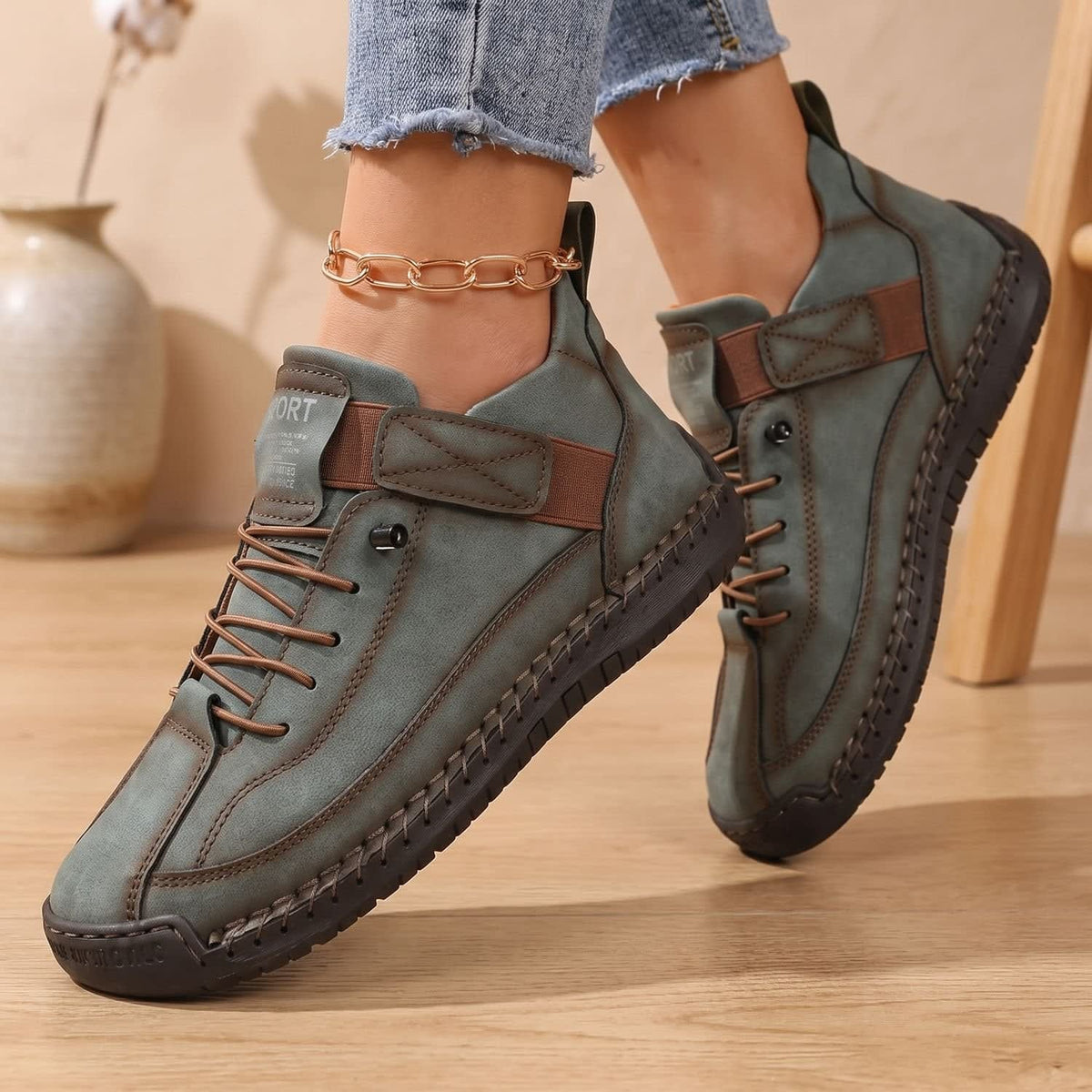 Women's Suede-Effect Strap Orthopedic Trainers | Arwen_8