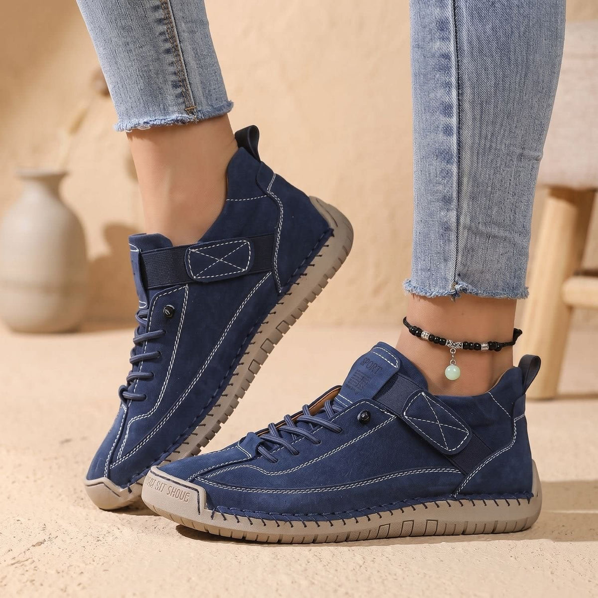 Women's Suede-Effect Strap Orthopedic Trainers | Arwen_9