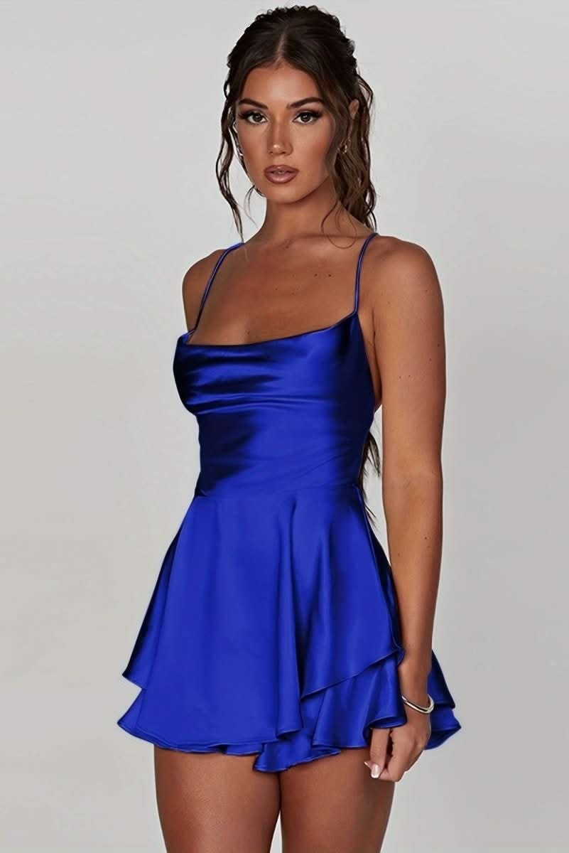 Women's Satin Ruffle Homecoming Dress | Lisbeth_14