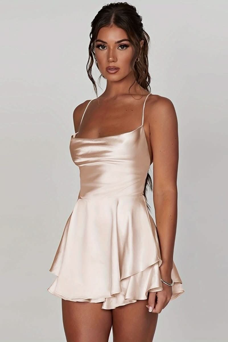 Women's Satin Ruffle Homecoming Dress | Lisbeth_4