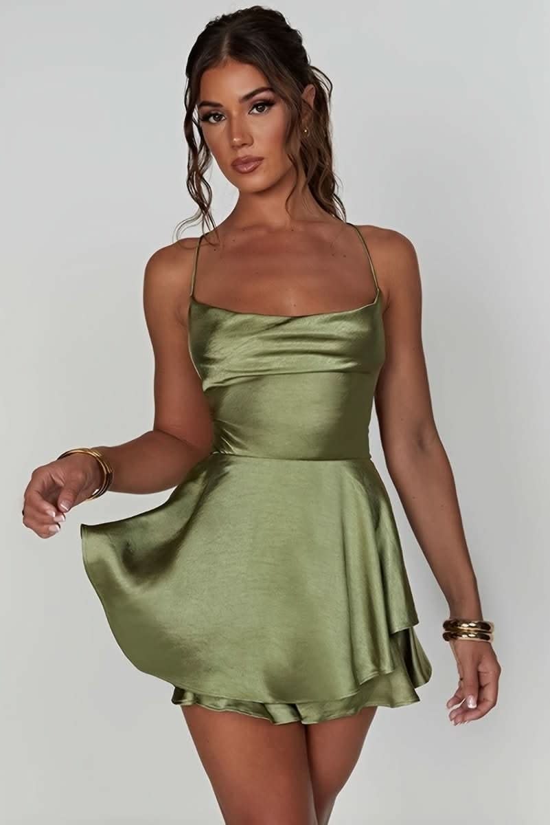Women's Satin Ruffle Homecoming Dress | Lisbeth_8