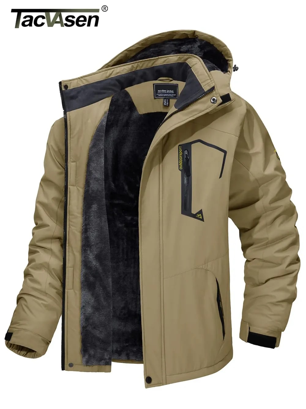 Men's Fleece Lined Ski Outfit Jacket with Removable Hood | Calvin_12