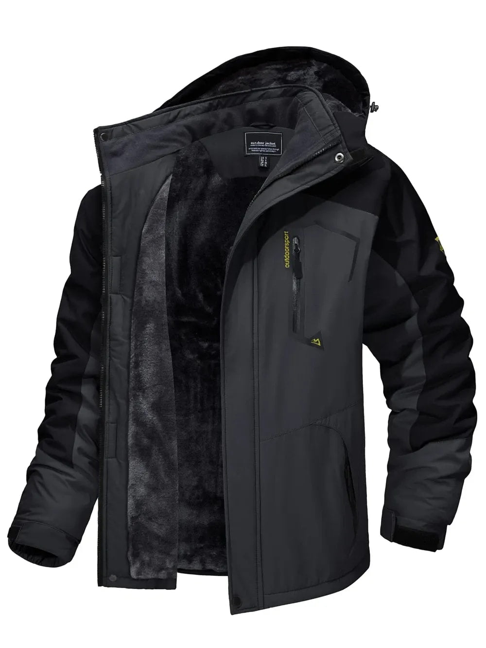 Men's Fleece Lined Ski Outfit Jacket with Removable Hood | Calvin_4