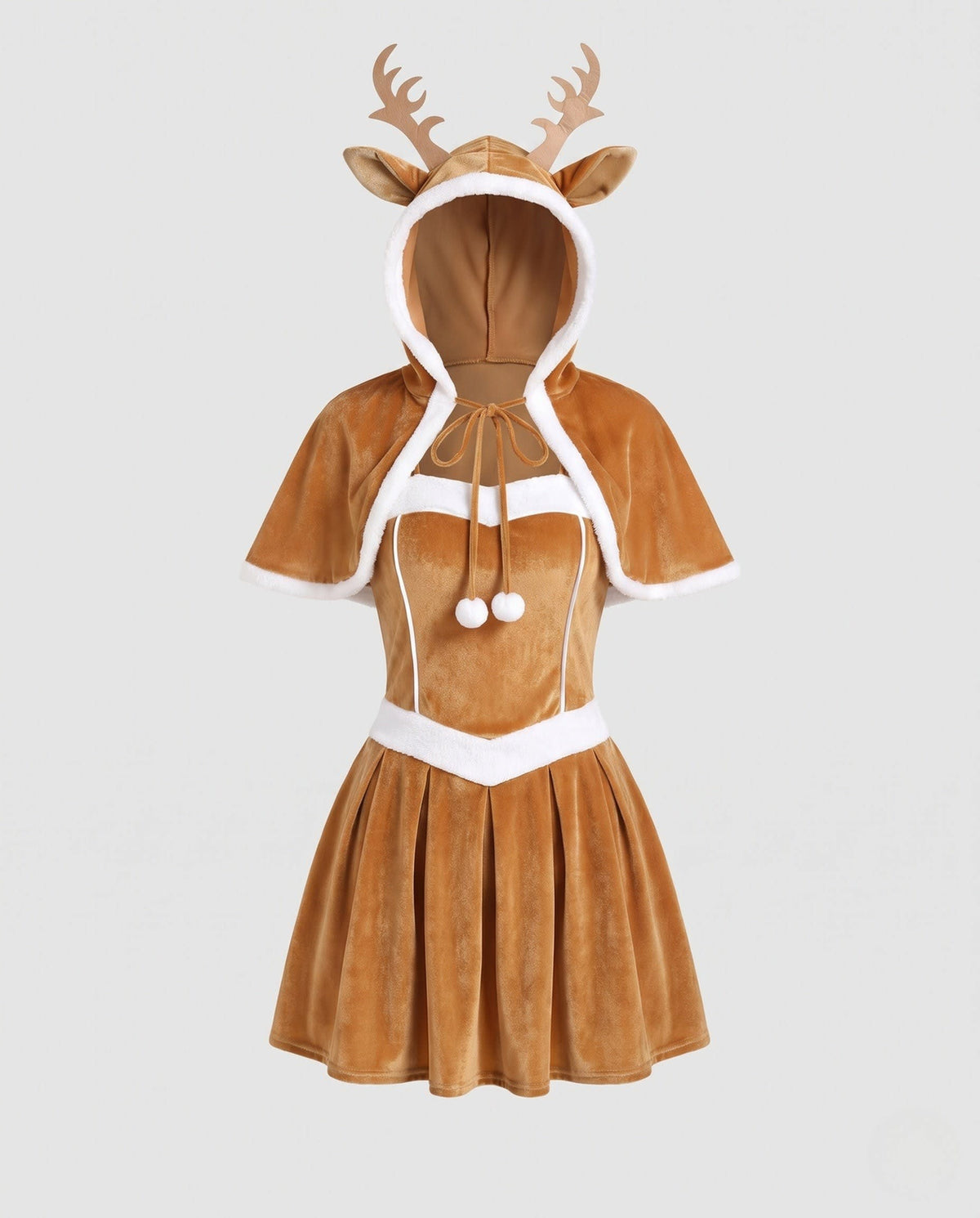 Women's Velvet Hooded Deer Costume Dress | Primrose_4