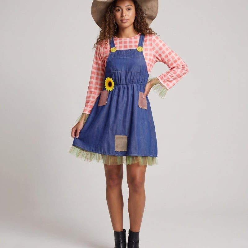 Women's Dungaree Scarecrow Costume Set | Cecily_1