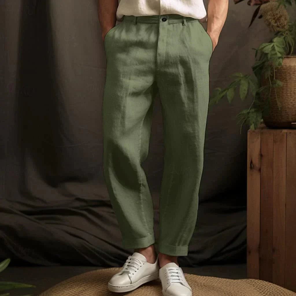 Men's Linen Tapered Trousers | Zachary_4