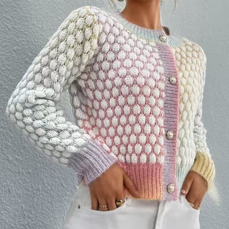 Women's Cropped Color Block Cardigan | Evie_1