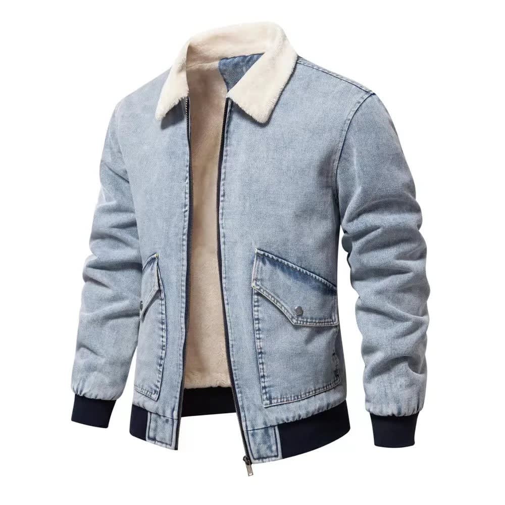 Men's Sherpa Lined Denim Trucker Jacket | Reuben_4