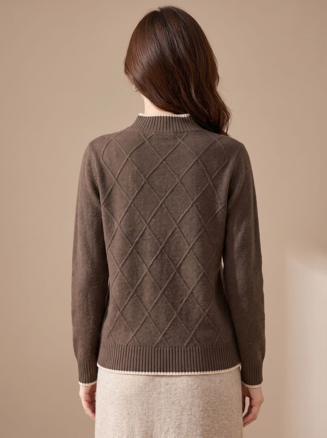 Women's Diamond Cable Knit Mock Neck Jumper | Chelsea_3