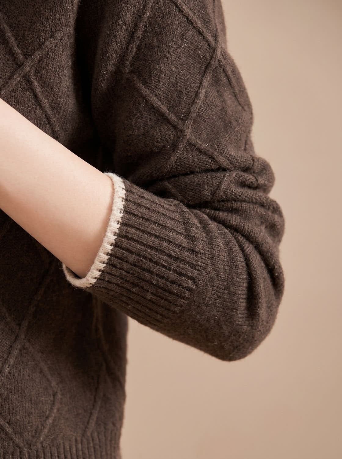 Women's Diamond Cable Knit Mock Neck Jumper | Chelsea_4