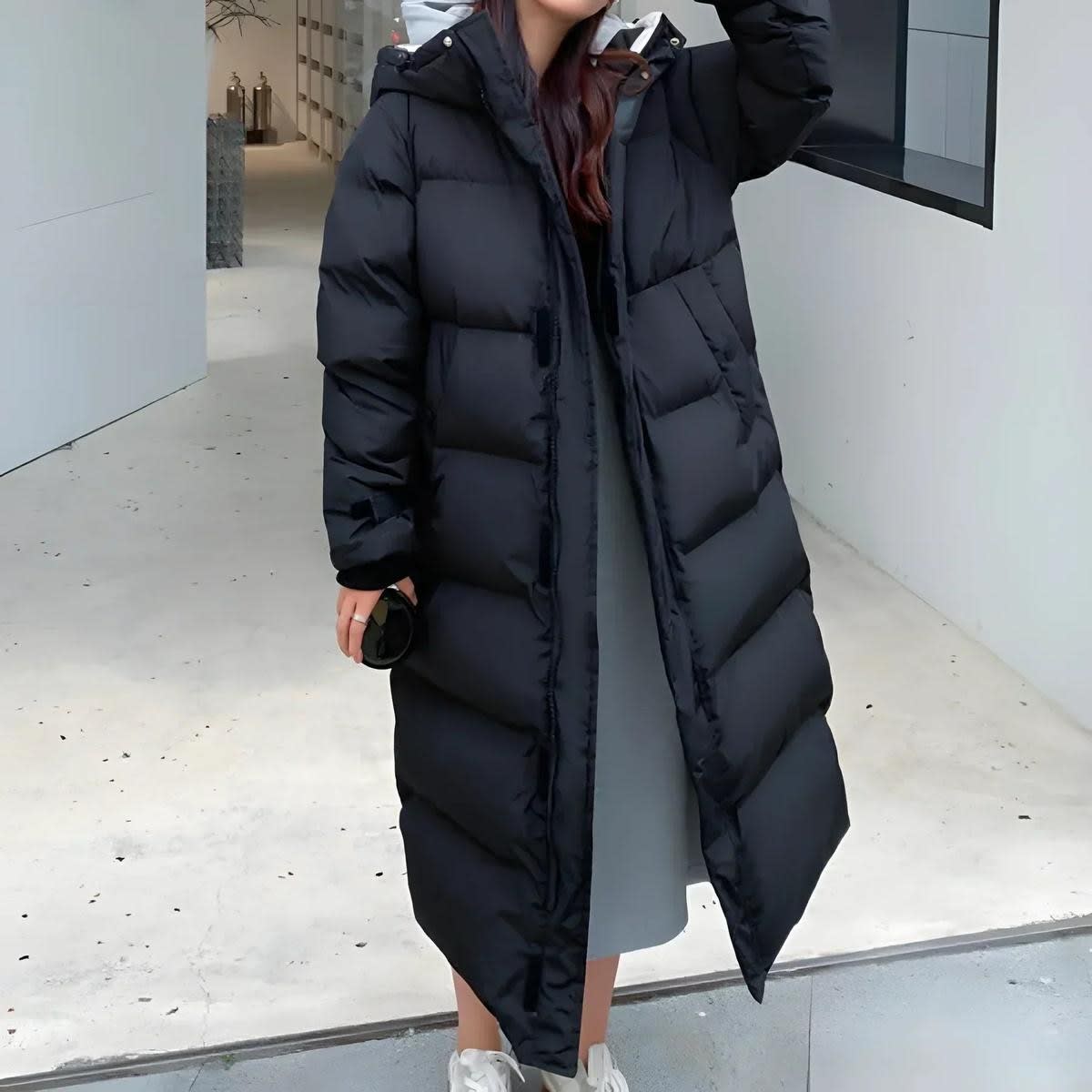 Women's Quilted Longline Puffer Coat | Nerida_2