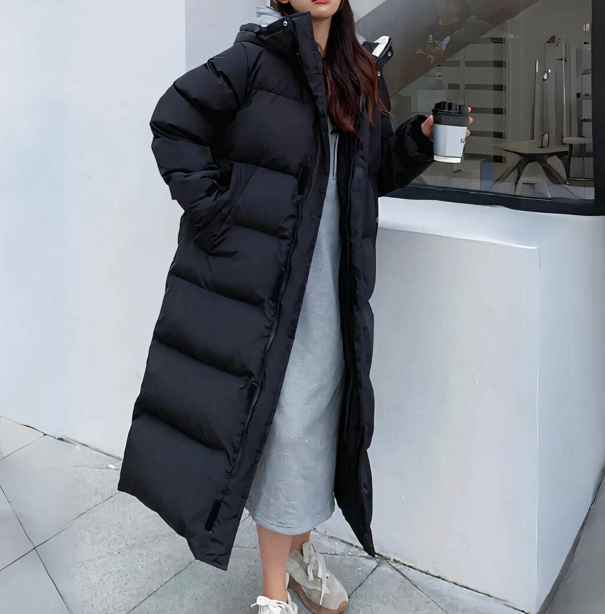 Women's Quilted Longline Puffer Coat | Nerida_3
