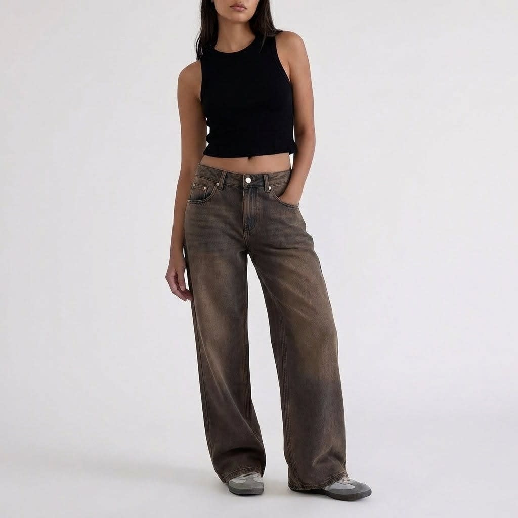 Women's Low Rise Wide Leg Jeans | Betsan_11