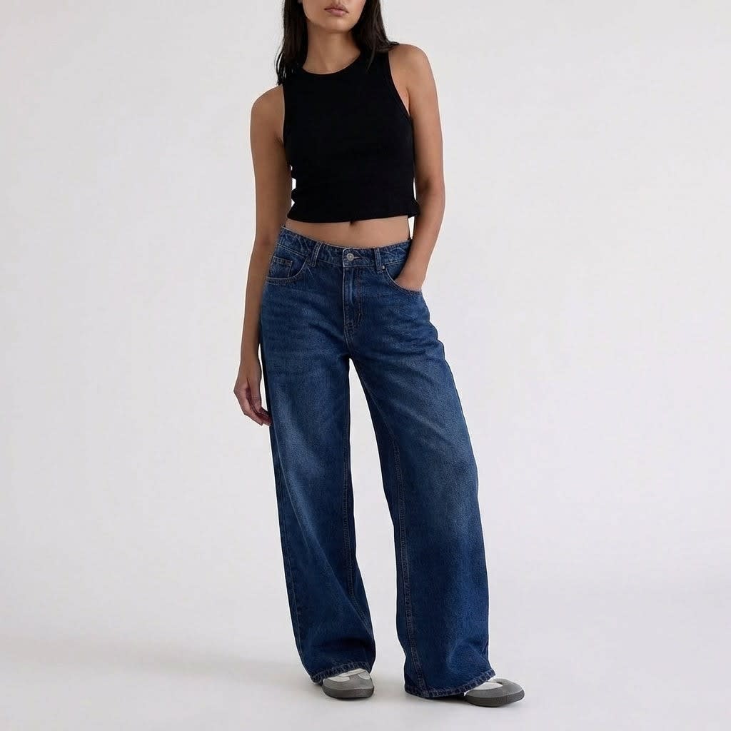 Women's Low Rise Wide Leg Jeans | Betsan_3