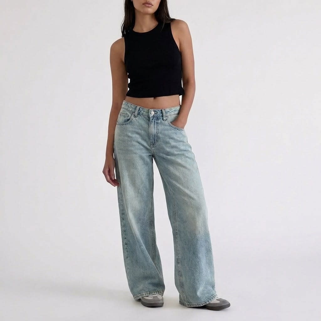 Women's Low Rise Wide Leg Jeans | Betsan_4